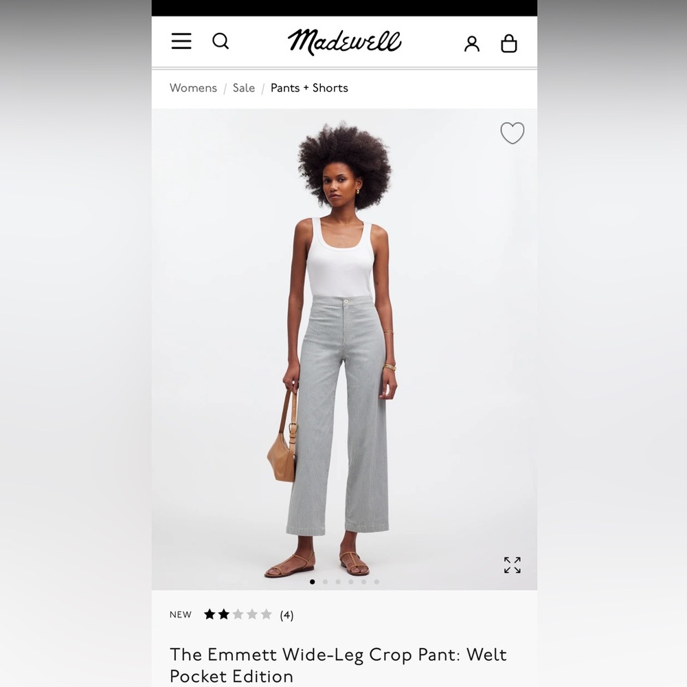 Madewell Blue and White Stripe Emmett Wide-Leg Crop Pant
